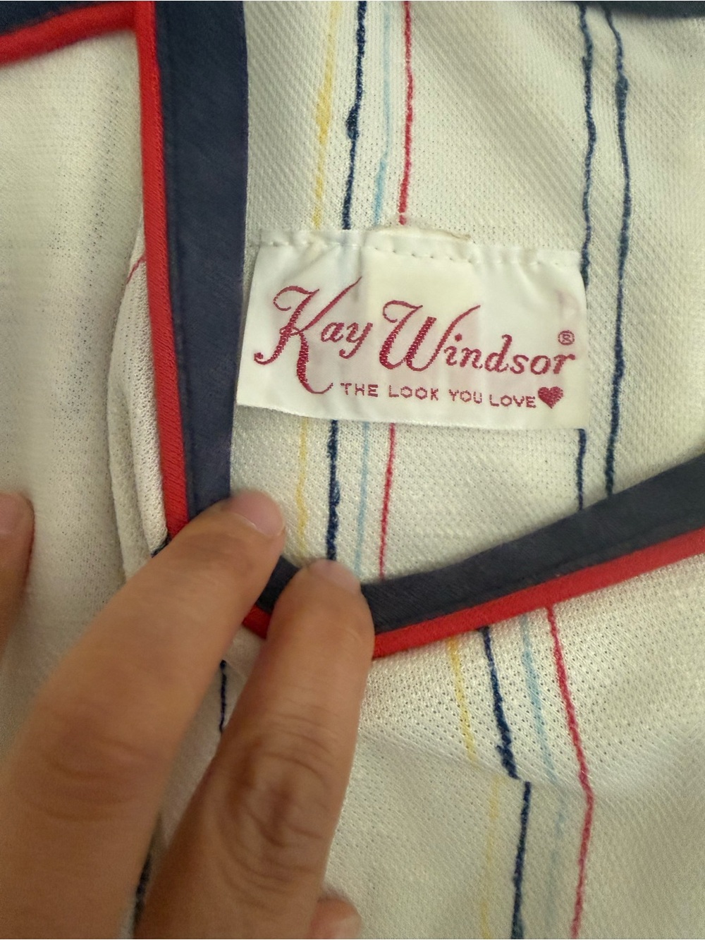 Windsor White Shift Dress with Red and Navy Trim - Picture 4 of 8